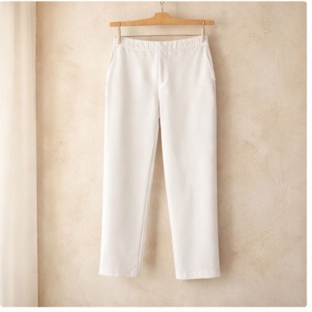 Chico's 2 Fabulously Slimming Ankle Pants White Cotton Spandex Large NWOT